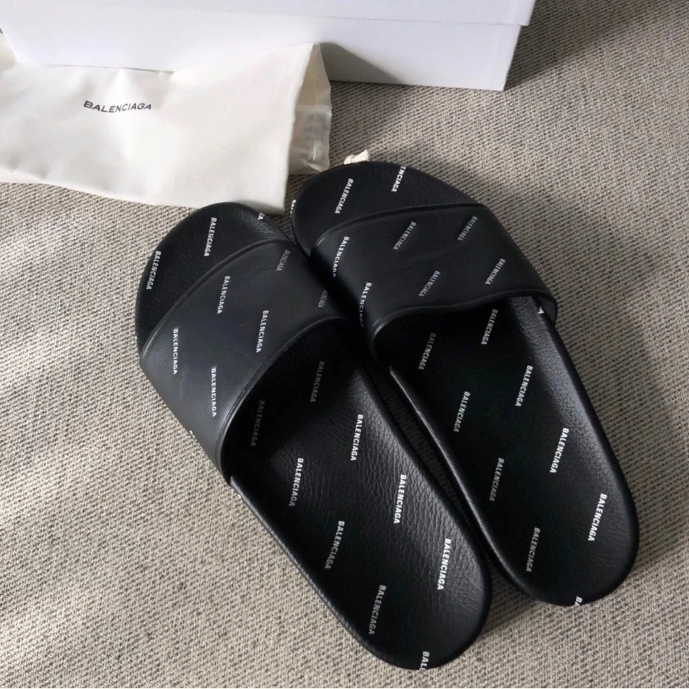 Balenciaga Logo Pool Slides Sandals NEW